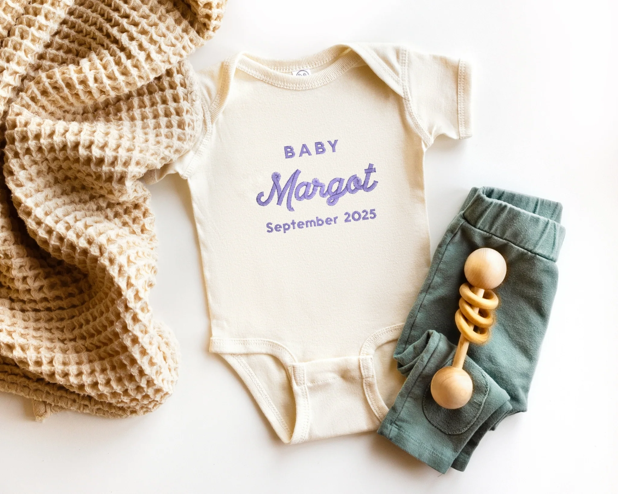 Baby Name Reveal Embroidered Bodysuit - Image 6
