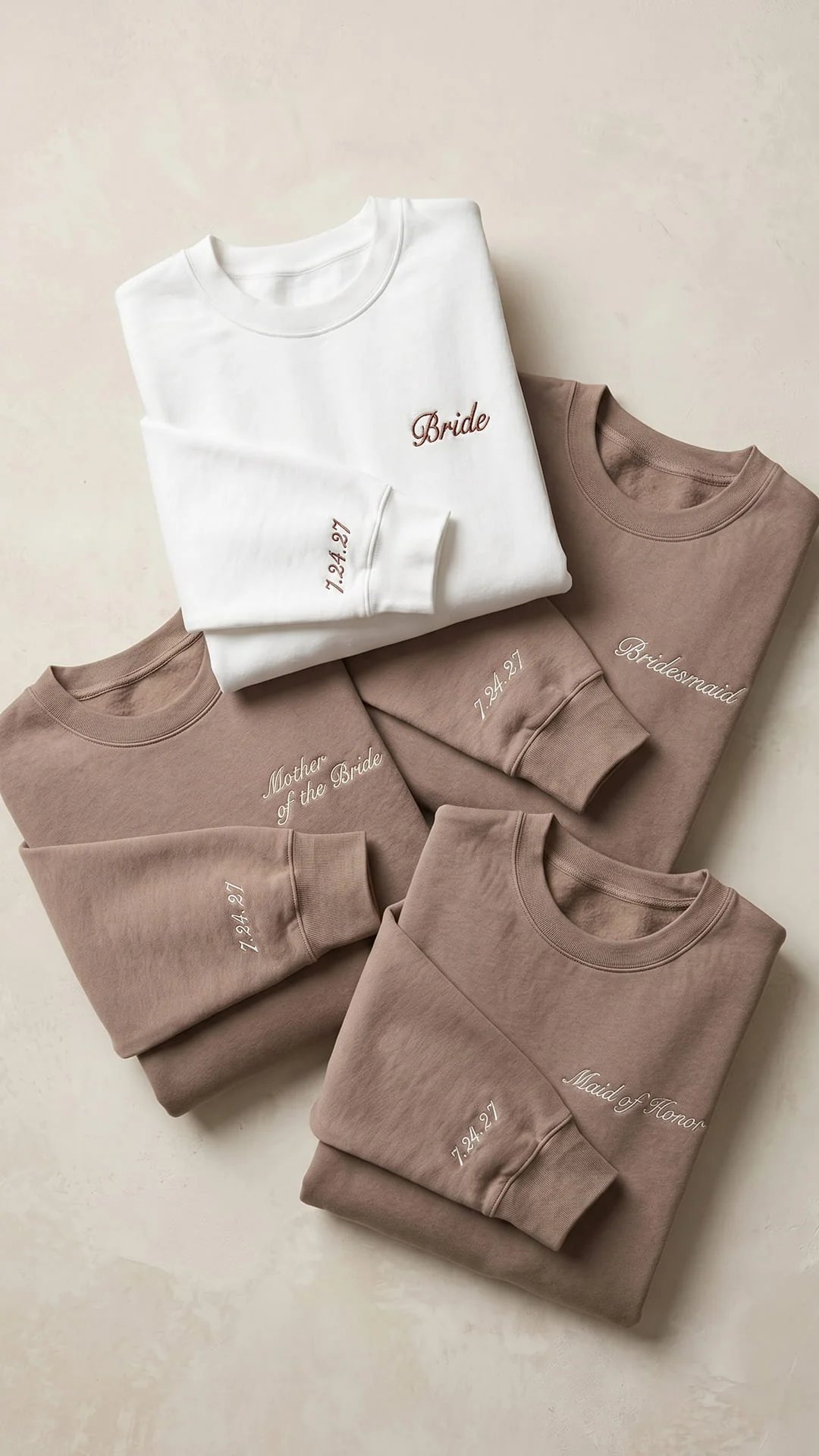 Bridal Party Script Embroidered Sweatshirt | Script Title & Sleeve Bridesmaid Gift