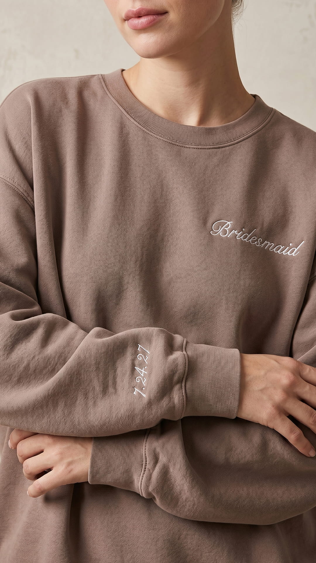 Bridal Party Script Embroidered Sweatshirt | Script Title & Sleeve Bridesmaid Gift - Image 2