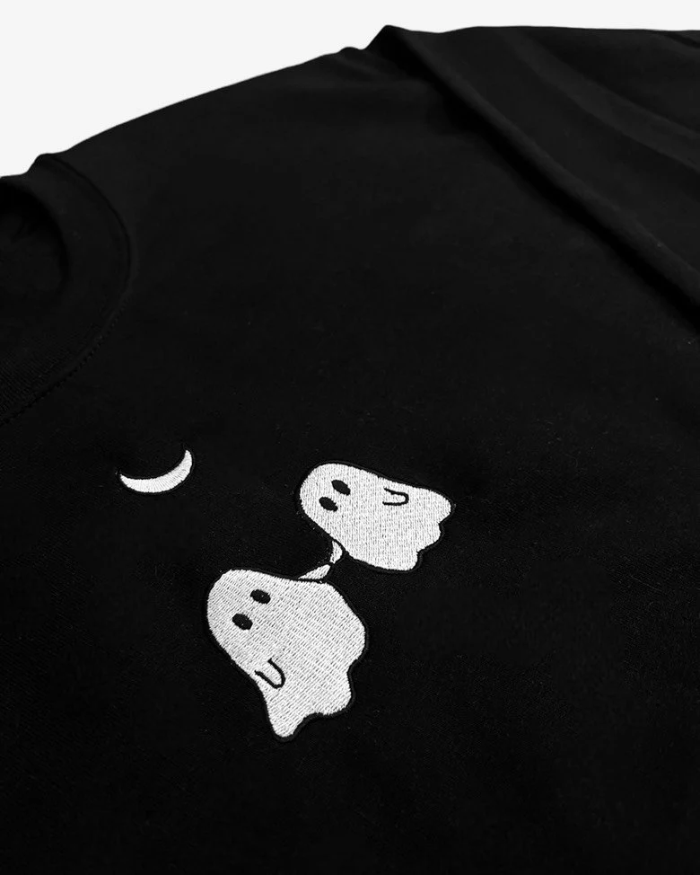 Ghost Holding Hands Embroidered Holiday Sweatshirt - Image 3