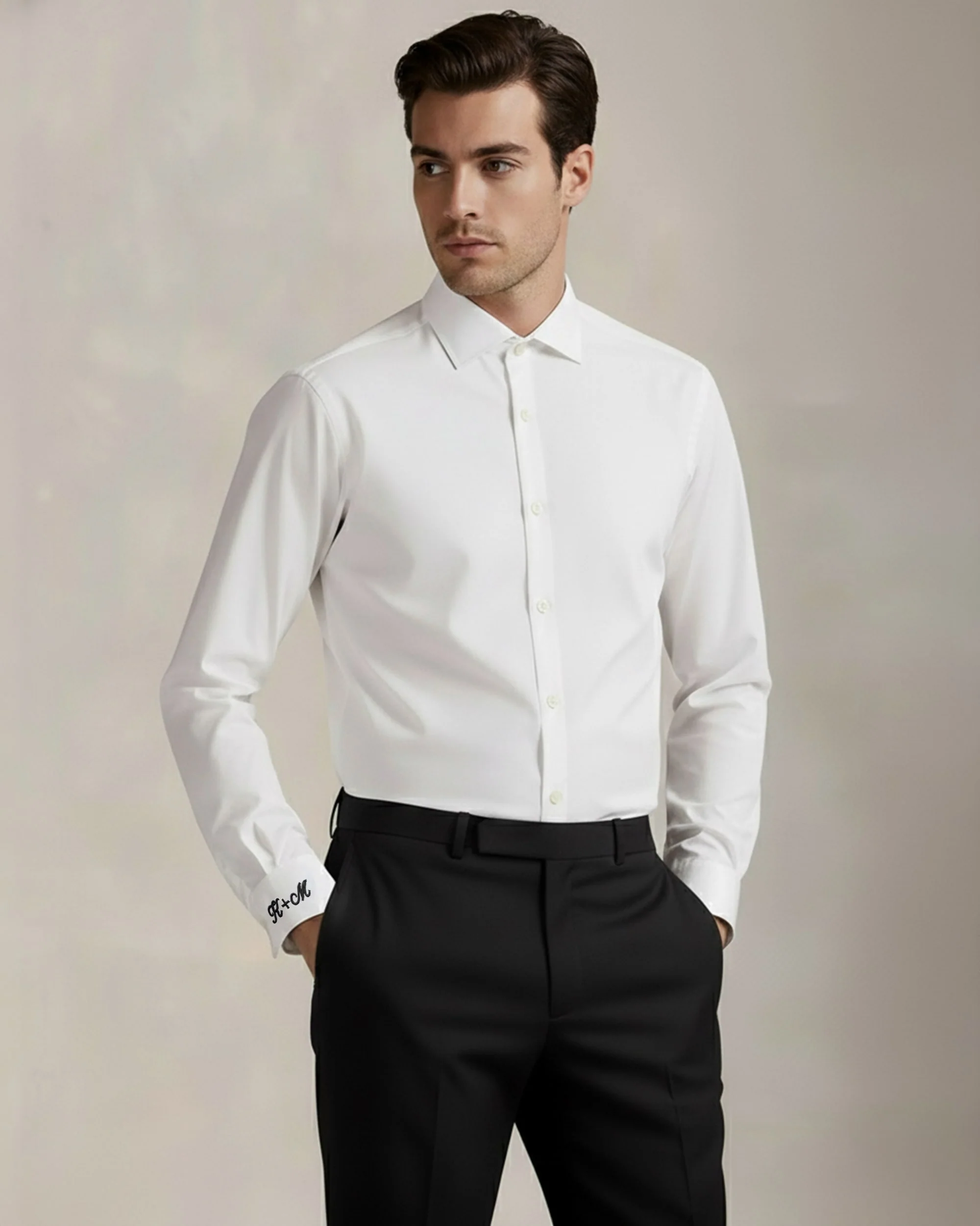 Initialed Cuff Stretch Woven Shirt