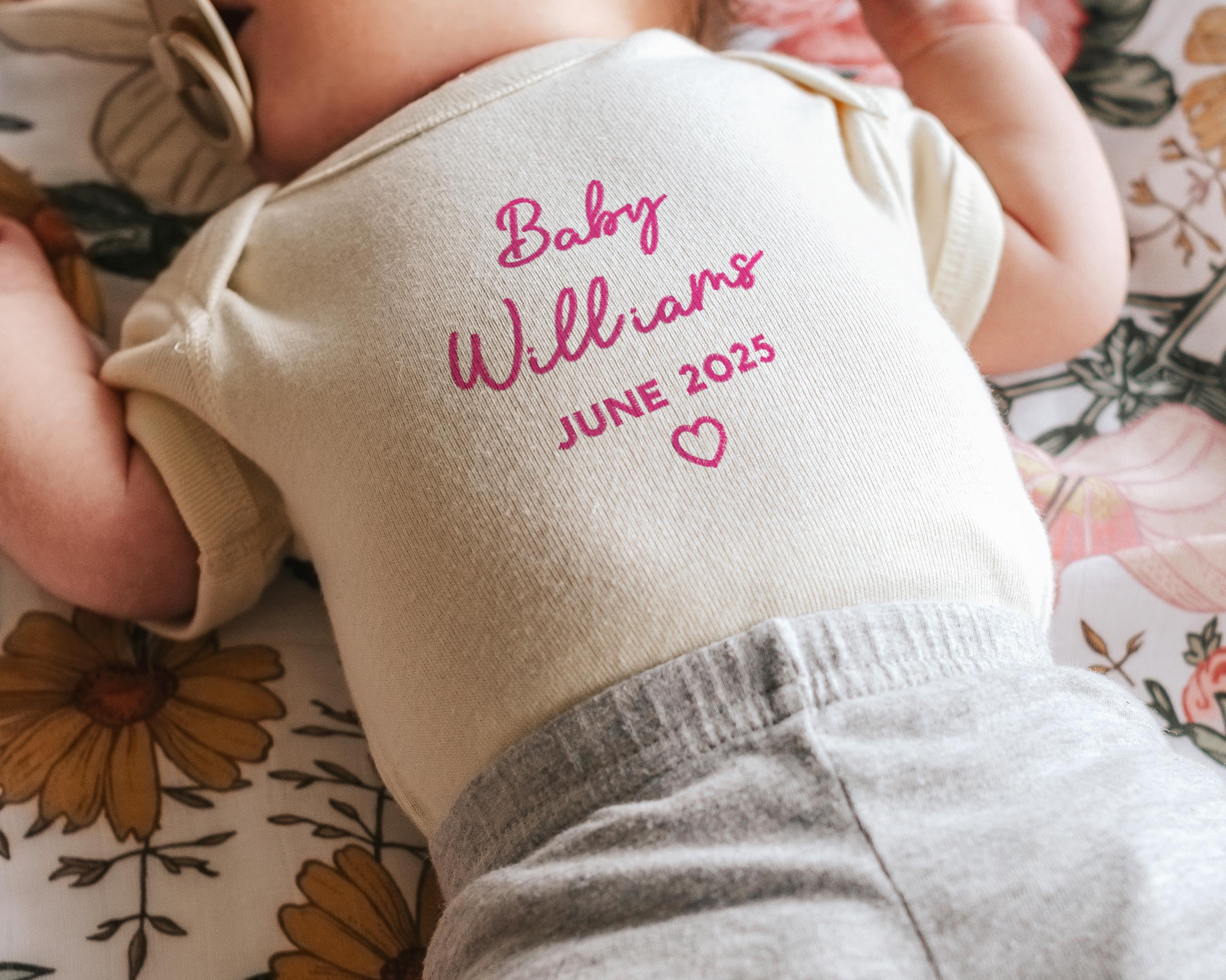 Pregnancy Announcement Embroidered Bodysuit - Image 3