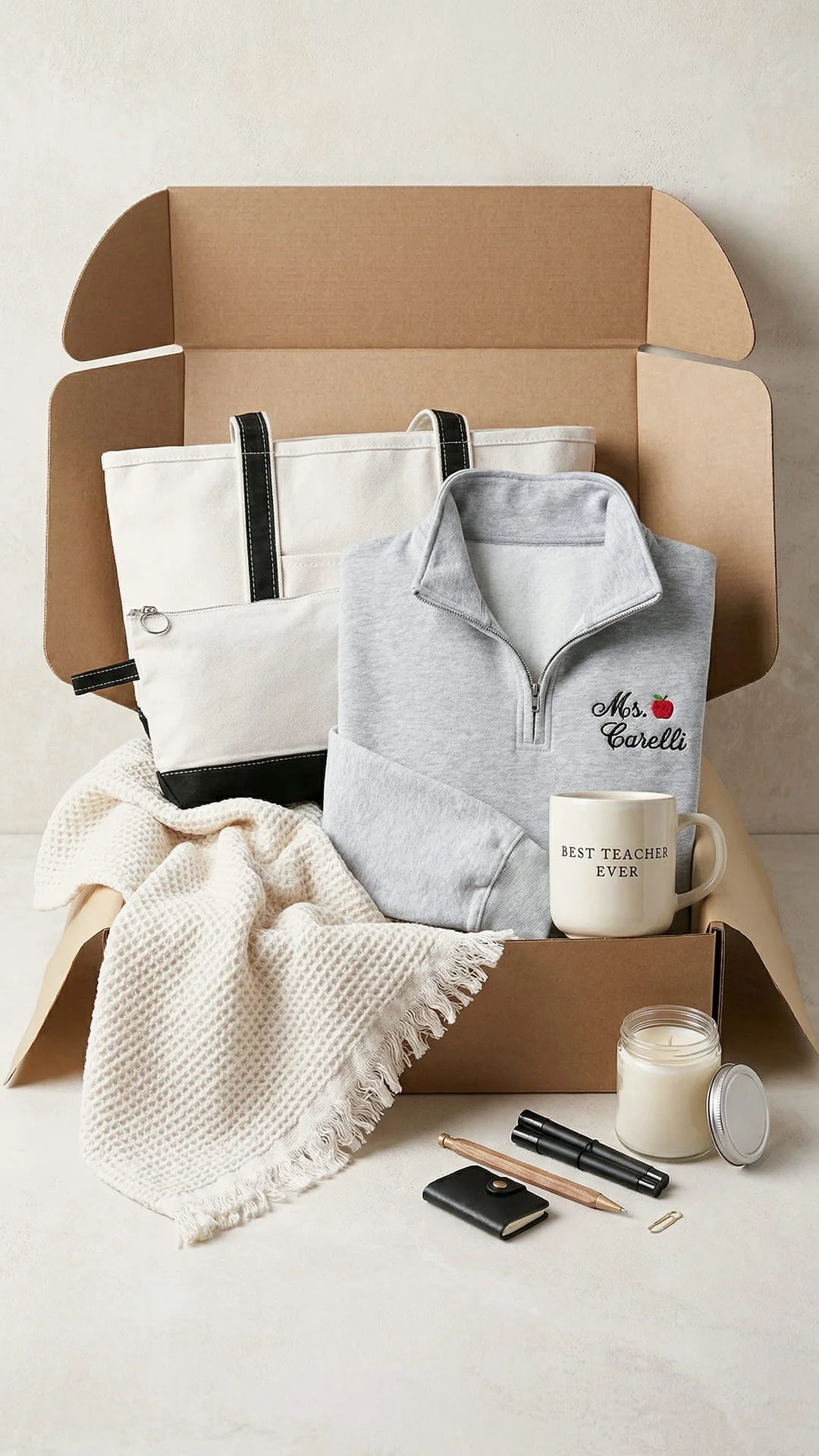 Teacher Gift Box with Custom Embroidered Quarter-Zip - Image 11