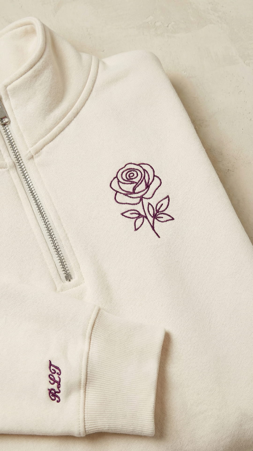 The Floral Keepsake Box | Custom Embroidered Birth Flower Quarter-Zip - Image 4