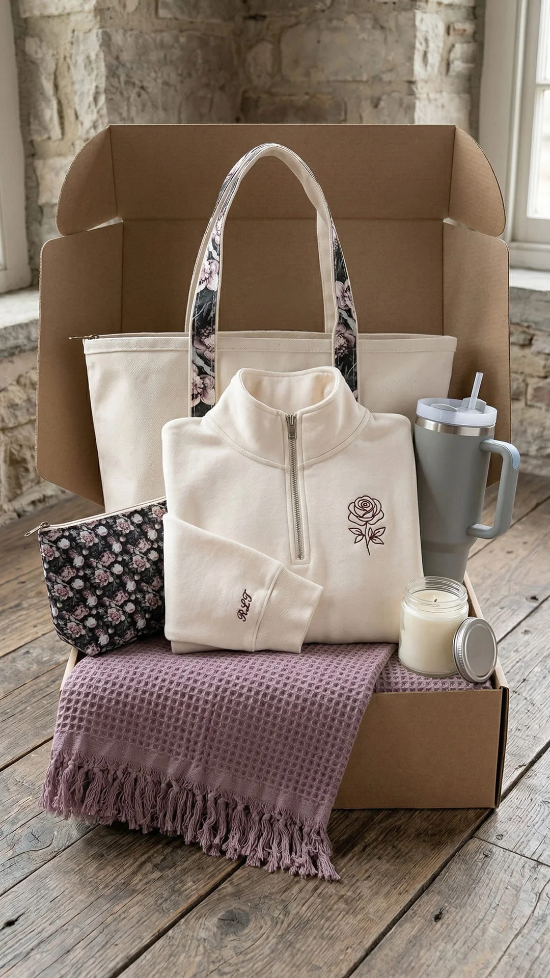 The Floral Keepsake Box | Custom Embroidered Birth Flower Quarter-Zip - Image 6