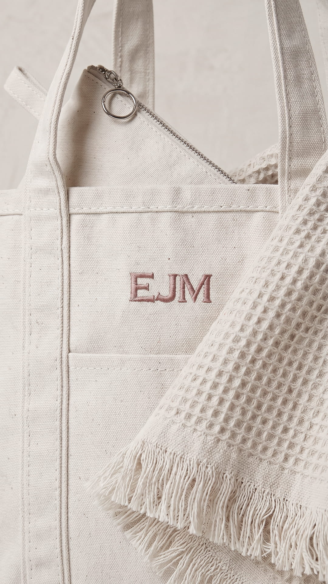 The Monogram Keepsake Box | Personalized Tote, Clutch & Waffle Throw Gift Set - Image 14