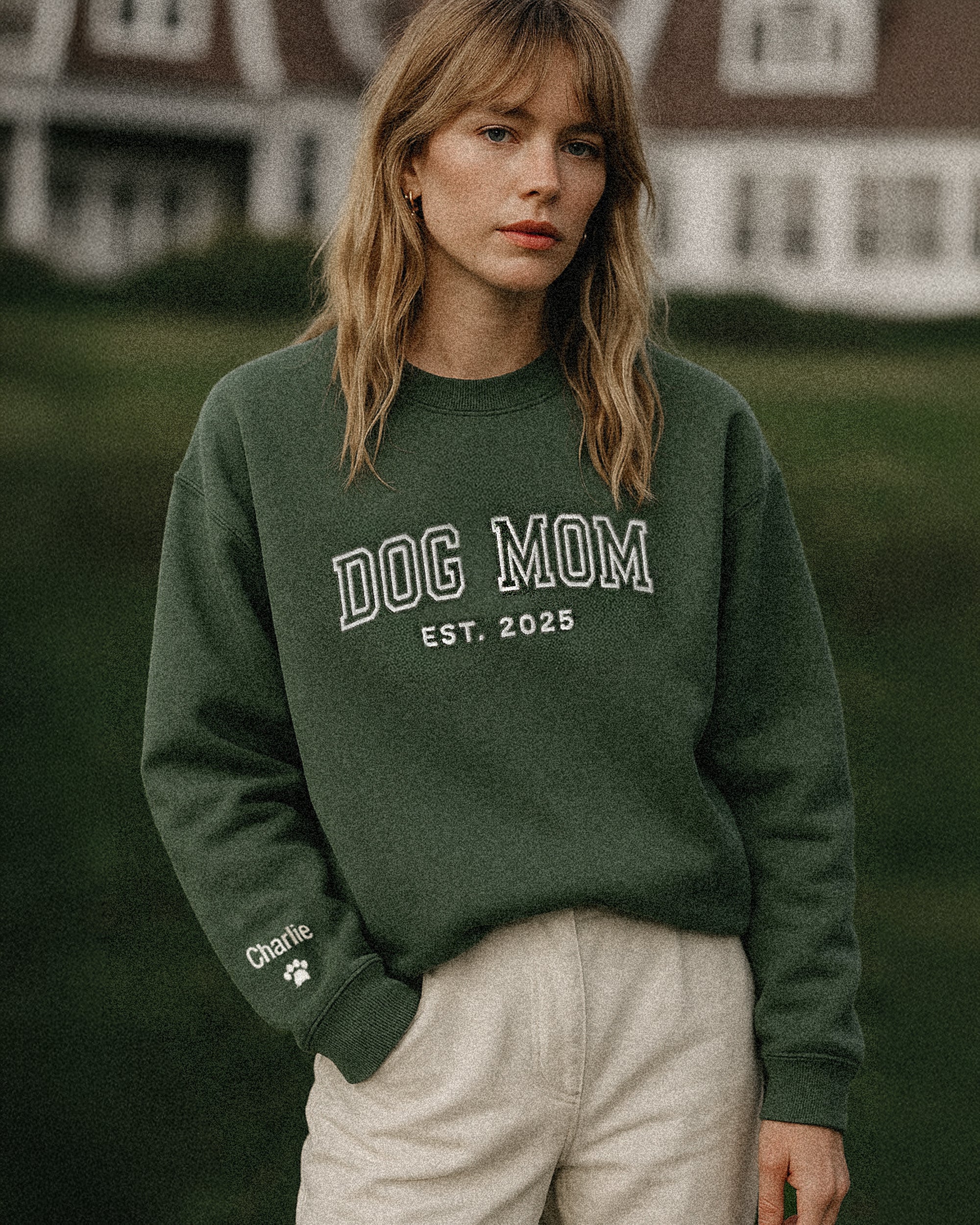 Varsity Dog Mom Embroidered Sweatshirt - Image 4
